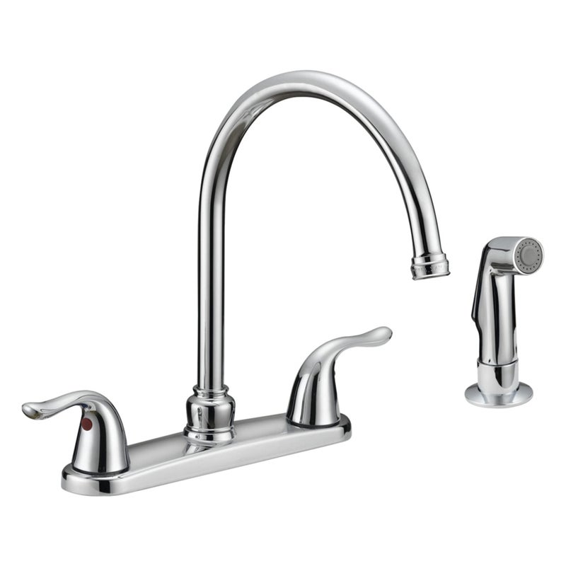 EZ-FLO Two-Handle High-Rise Kitchen Faucet with Sidespray, Stainless Steel, EZ-10201 - Image 1
